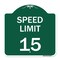 Signmission Designer Series Sign-Speed Limit 15 Mph, Green & White Aluminum Sign, 18" x 18", GW-1818-22879 A-DES-GW-1818-22879 - alternate 1